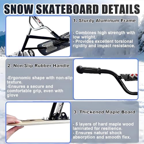 The Do-It-All Winter Sled & Scooter - Redefine Your Snow Day! Built with a 360° Spin System for Agile Turns, Unmatched Durability for 330lb Loads, for Teens, Adults, and Family Outings Black