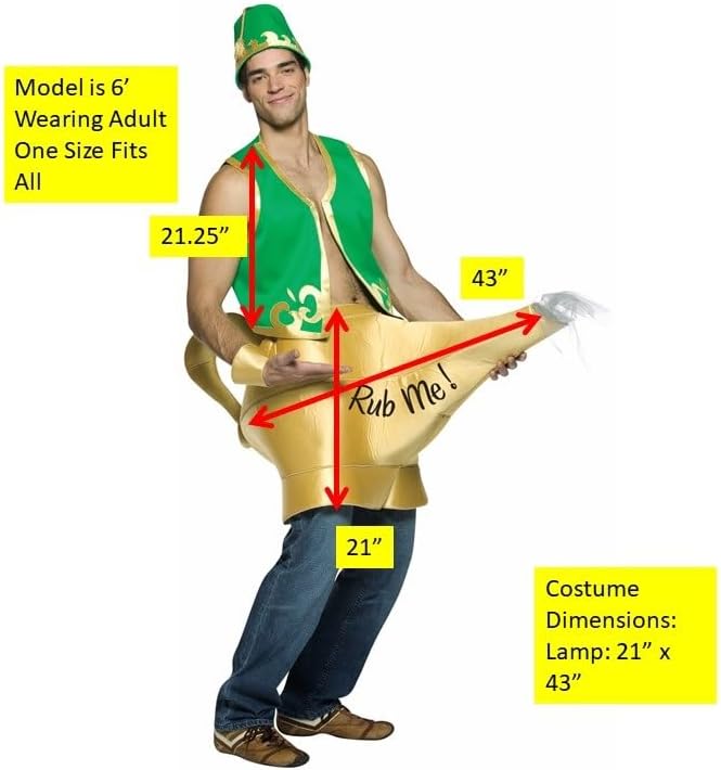 Rasta Imposta Genie In The Lamp Costume Mens Funny Gag Halloween Costumes, Adult One Size