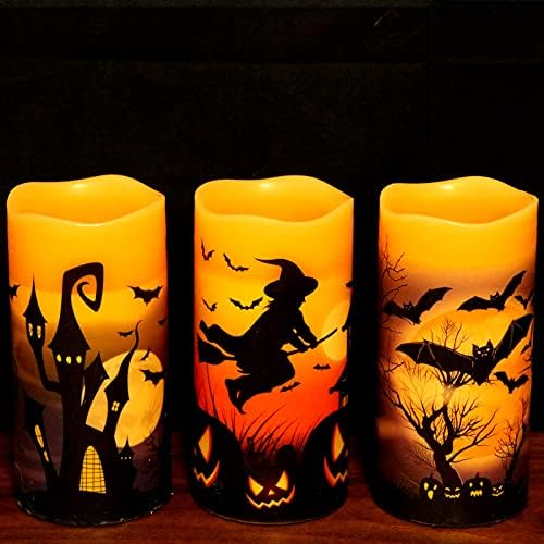 Halloween Decor Flameless Candles Battery Operated with 6H Timer