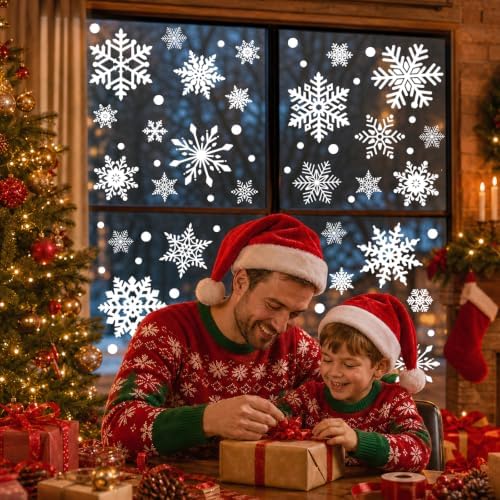 216pcs Christmas Window Clings Decorations Snowflakes Stickers Winter Decor