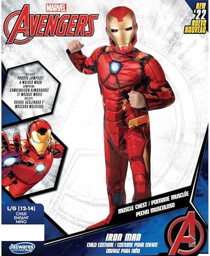 Marvel Iron Man Official Youth Halloween Costume - Premium Quality Padded Jumpsuit with Plastic Mask