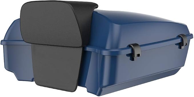 Advanblack Road Glide Tour Trunk Pack Billiard Blue Chopped Tour Trunk Pack Backrest Pad for '97-'25 Harley Touring Road King Street Glide Electra Glide CVO models