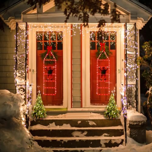 Toodour LED Christmas Light - 2.5FT Christmas Decorative Ladder Lights with Santa Claus, Xmas Decorations Light for Indoor Outdoor, Window, Garden, Home, Wall, Xmas Tree Decor - Red