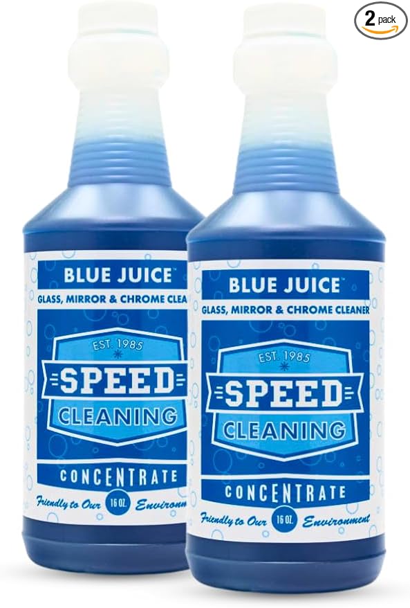 Speed Cleaning Blue Juice Glass, Window & Stainless Steel Cleaner, Non-Toxic, Biodegradable, Commercial Strength, 16 oz Concentrate Refill (Pack of 2)