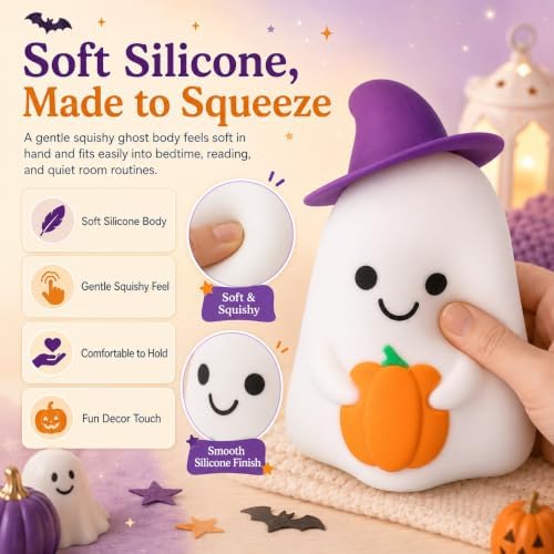 Rechargeable Tap-Control Magic Halloween Ghost Squishy Night Light