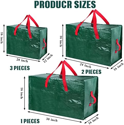 Shappy 6 Pcs Storage Bags, Green, 30 x 16", 24 x 16", 20 x 16"