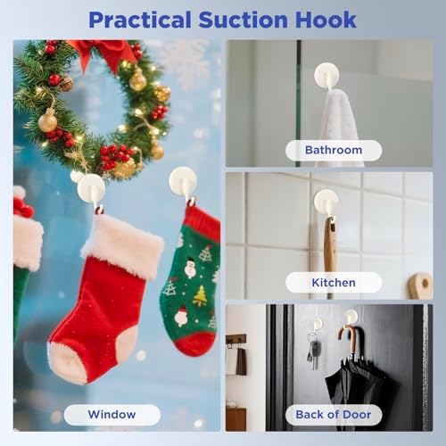 OUTXE Wreath Hanger for Front Door, Upgraded Suction Cup Reef Hook