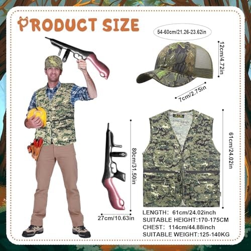 9 Pcs Halloween Couple Costume Deer and Hunter Couple Costume Accessories