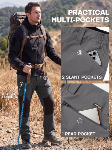 FREE SOLDIER Men's Waterproof Ski Pants Winter Thermal Pants