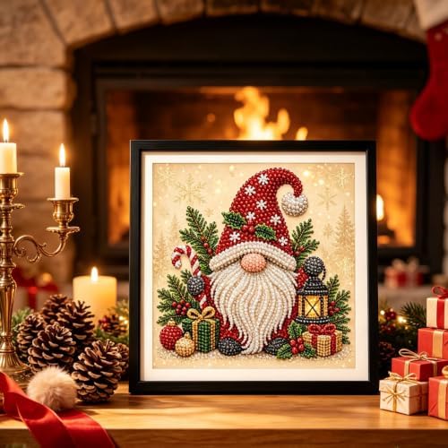 DIY Christmas Pearl Diamond Painting Art Kit Gifts Adults with Frame
