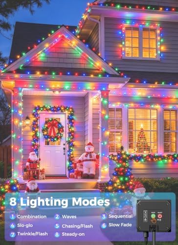 Minetom Solar Christmas Lights Outdoor Waterproof,4Pack Total 160FT 400 LED