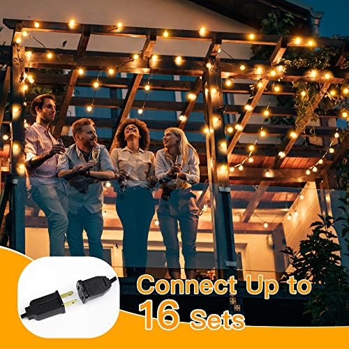 Ollny Outdoor String Lights, 50FT LED Patio Lights Waterproof Plug in