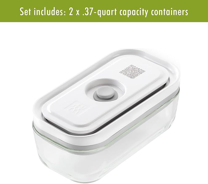 ZWILLING Fresh & Save 2-Piece Small Glass Vacuum Sealer Food Storage Containers with Airtight Lids