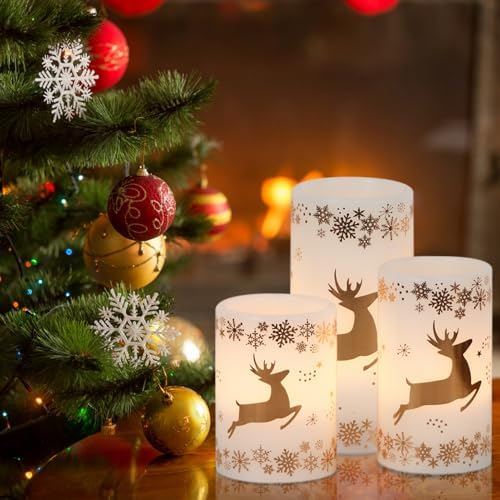 Gold Deer Flameless Candles Battery Operated with 6 Hour Timer