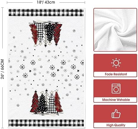 Artoid Mode Black Snowman Christmas Kitchen Towels Set of 4 18x26 Inch
