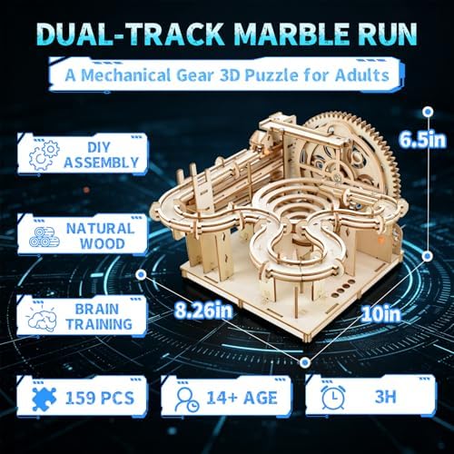 OZJAY 3D Puzzles for Adults, Dual-Track Marble Run Model Building Kit