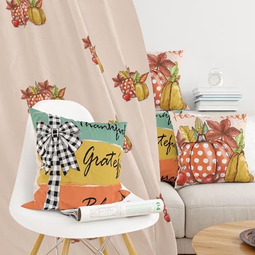 Fall Decorations for Home - Fall Pillow Covers 18x18 Inch | Thanksgiving Throw Pillows -Thanksgiving Decor for Couch-Friendsgiving Party Favors Decor Indoor Outdoor for Room Office Parlor