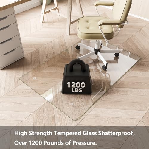 Koonmi Glass Chair Mat for Carpet, 32"x46" Thick Office Chair Mat