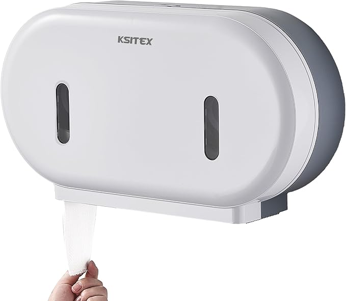Twin Jumbo Roll Toilet Paper Dispenser, Commercial 9” Double Toilet Paper Holder Wall Mount, Industrial Tissue Dispenser with Key Lock, Tissue Holder with Dual Dispenser for Bathroom