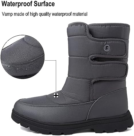 Mens Snow Boots Womens Winter Boots Waterproof Fur Lined Warm Lightweight Ankle Boots High Top Slip On Anti-Slip Casual Outdoor Shoes Booties