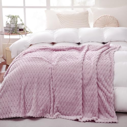 Puncuntex Light Purple Throw Blanket 60"×80" Fuzzy 3D Jacquard Decorative