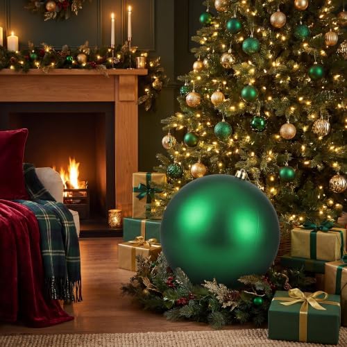 Threan 12 Inch Emerald Green Matte Large Christmas Ball Ornament
