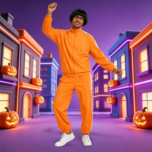 Men's Orange Tracksuit Costume, Family Costumes for Halloween