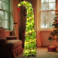 Aurelema 5 ft Whimsical Christmas Tree with 50 LED Lights Tinsel Green