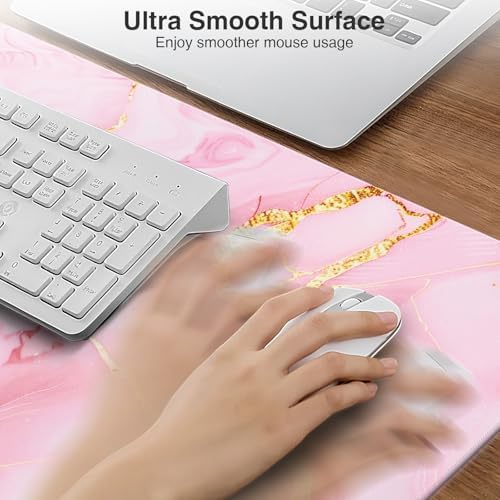 Pink Marble Mouse Pad with 15W Wireless Charging, 31.5"x15.8" in