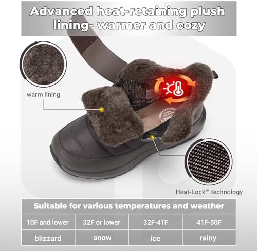 FitVille Snow Boots for men Winter Shoes Fur Lining Waterproof Extra Wide Boots for Men Heat Lock Technology for Outdoor