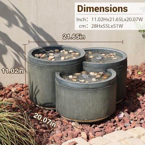 Sunlinua Small 3-Tier Outdoor Water Fountain with Smoothing Flow Black Gray