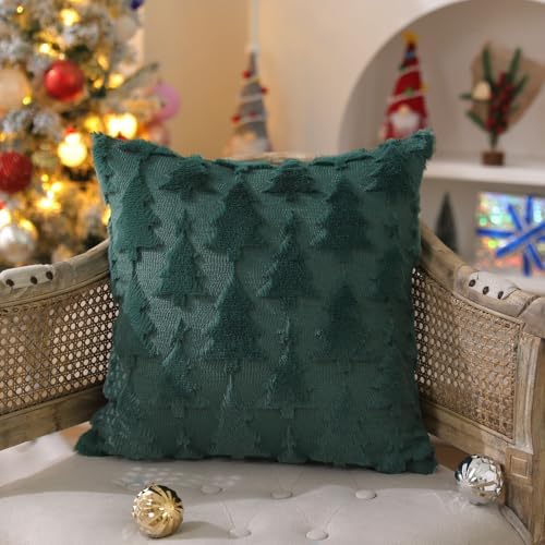 DFXSZ Christmas Tree Pillow Covers 18x18 Set of 2 Christmas Decor Greenstar