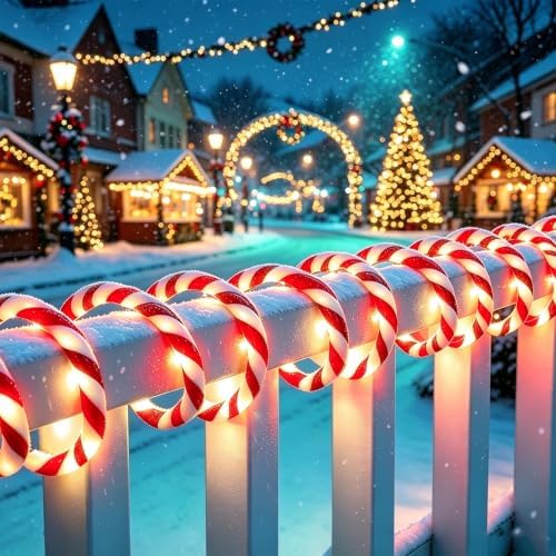 Christmas Candy Cane Lights Outdoor, 66ft White & Red Christmas rope Lights