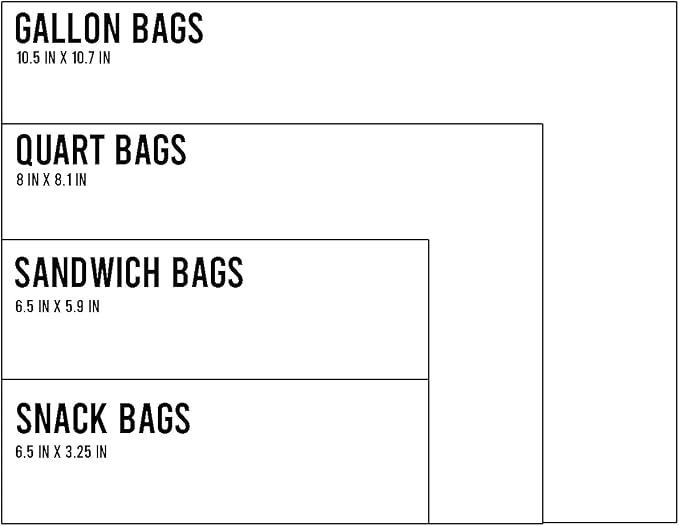 BEIDOU-PAC Combo Storage Zip Bags 350 Count, Resealable Variety Pack With Organizer, Reclosable Clear Plastic Snack, Sandwich, Quart, Gallon Assorted Size Bags