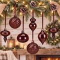 Hungdao 14pcs Vintage Christmas Ornaments Retro Glass Balls, Brown
