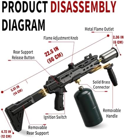 Powerful Propane Torch Gun, Gift for Men Dad, Culinary Blow Kitchen Cooking Torch for Steak Searing, Campfire Charcoal Starter for Blackstone Griddle Accessories (Tank Not included) Black Space Gray