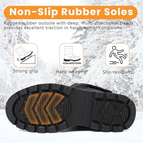 todaysunny Mens Snow Boots Waterproof Womens Winter Boots Fur Lined Warm Lightweight Mid-Calf Casual Outdoor Cold Weather Shoes Unisex