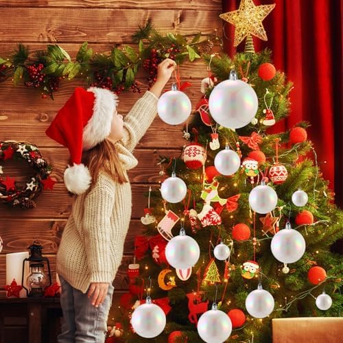 Shappy 50 Pcs Christmas Iridescent Ornaments Halloween Cauldron DIY, White