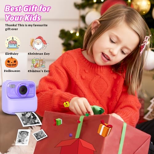 Kids Instant Digital Cameras for Boys and Girls, 1080P HD Dual-Lens Selfie Digital Camera with Print Paper & TF Card, Christmas Birthday Gifts Toys for Toddler and Teenagers Age 3-16 Years Old