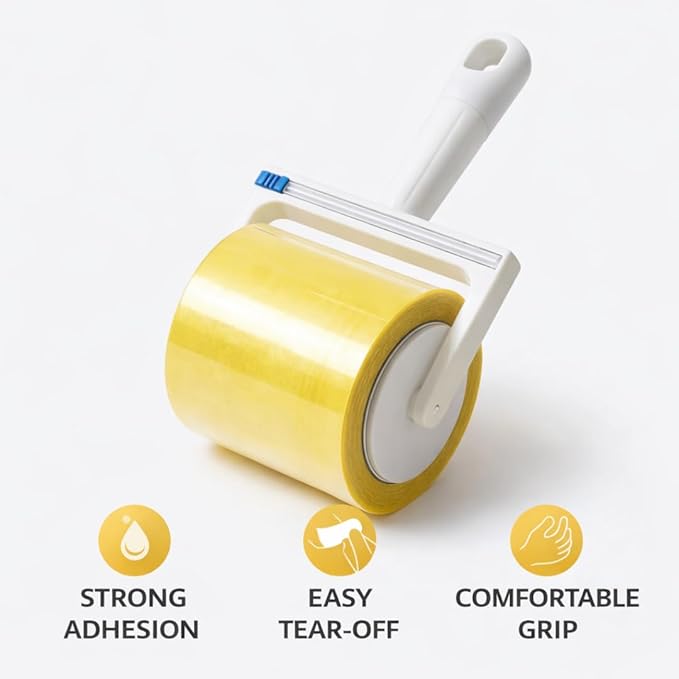 Extra Sticky Lint Roller for Pet Hair, 6cm & 10cm Wide, Tearable Reverse Roll, Reusable Handle, Strong Adhesive Roller for Clothes, Sofa, Carpet, Furniture, Dog & Cat Hair Remover(10cm)