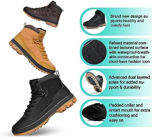 Wondamo Men's Snow Boots Lightweight Waterproof Winter Cold Weather Shoes