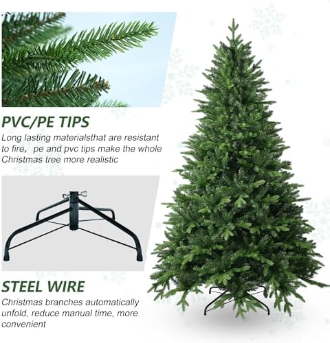 Treepool 5FT Unlit Artificial Christmas Tree, 1239 PE/PVC Tips, Small Rooms