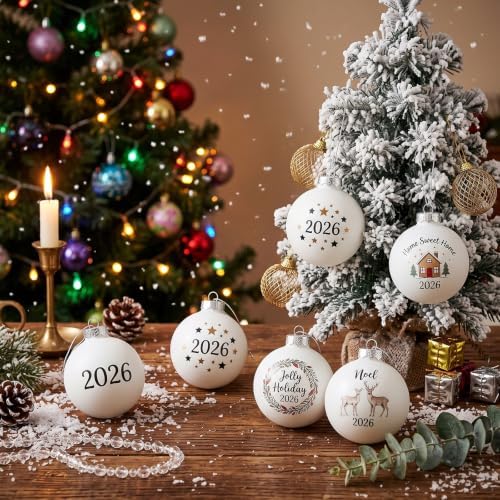 Zubebe 100 Pcs 3.15 Inch Blank White DIY Christmas Ball Ornaments for Craft