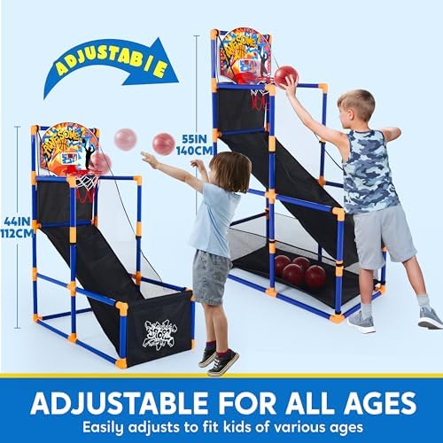 JOYIN Sports Toy LED Lightscore Arcade Basketball Game Set for Kids Ages 3+ – Includes Electronic Scoreboard, Cheer Sound Effects, 4 Balls & Hoop | Indoor/Outdoor for Kids | Easy to Assemble
