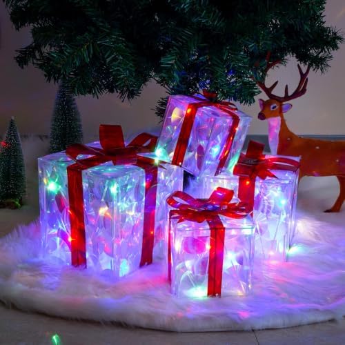 Set of 4 Christmas Lighted Boxes, Multicolor Holiday Indoor Decor