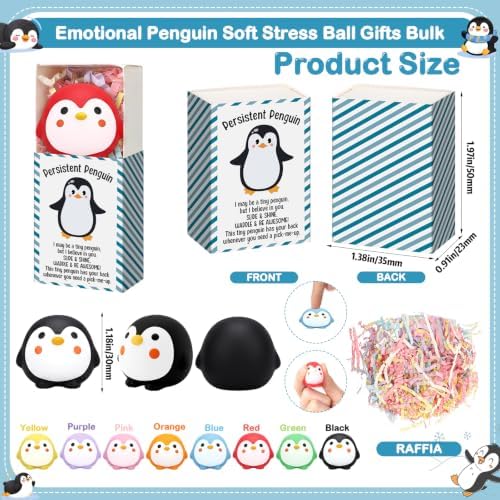 Wettarn 24 Sets Penguin Figurine with Gift Boxes, Office Desk Relief