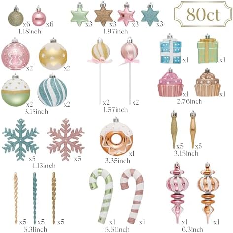 Valery Madelyn 80ct Christmas Ball Ornaments Tree Decorations Set
