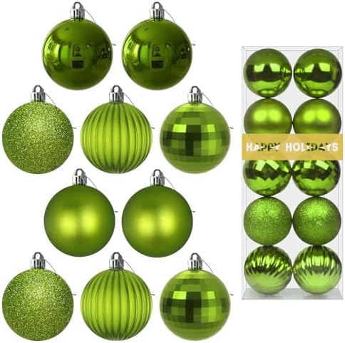 Lime Green 2.5" Christmas Balls Christmas Tree Decoration Ornaments Shatterproof Hanging Balls for Birthday Halloween Holiday Wedding Decorations Set of 10pcs