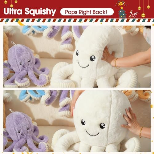 DENTRUN Octopus Plush Toy, Cute Stuffed Animal in 5 Colors 4 Sizes for Gift