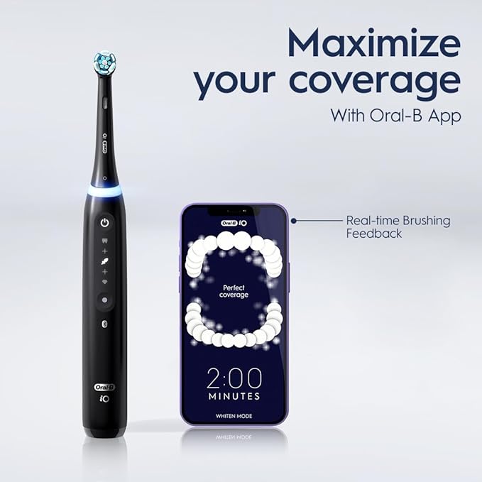 Oral-B Rechargeable Electric Toothbrush, iO5 Customizable Clean, 5 Cleaning Modes, Visual Pressure Sensor to Protect Gums, Travel Case, White